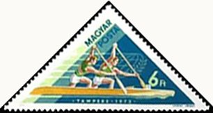 Stamp, Men's double canoe, Hungary,  , Sport, Canoeing, Triangle Stamps