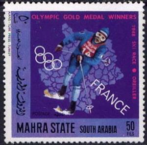 Stamp, Ski race - Oreiller (1948), Aden - Protectorates,  , Cross-country Skiing, Olympic Games