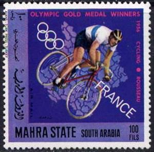 Stamp, Cycling - Rousseau (1956), Aden - Protectorates,  , Cycling, Olympic Games