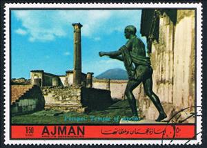 Stamp, Pompeii; Temple of Apollo, Ajman,  