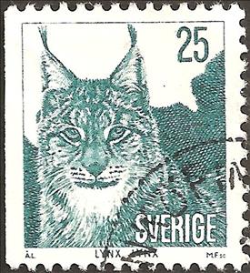 Stamp, Eurasian lynx, Sweden,  , Animals (Fauna), Cats of Prey, Lynx, Mammals