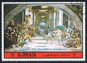 Stamp, The School of Athens; Stanza della Segnatura, Ajman,  