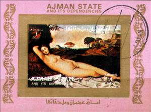 Souvenir Sheet, Nude painting, Ajman,  , Nudes, Paintings