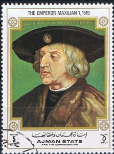 Stamp, Emperor Maximilian I, 1519, Ajman,  , Paintings