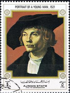 Stamp, Self Portrait in a fur, 1521, Ajman,  , Painters, Paintings