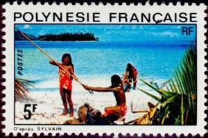 Stamp, Landscapes, French Polynesia,  