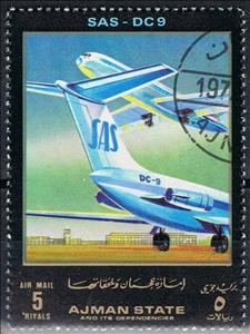 Stamp, DC 9, SAS, Ajman,  , Airlines, Aviation, Aircraft