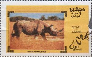 Stamp, White Rhinoceros, Cinderellas,  , Animals (Fauna)