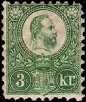 Stamp, King Franz Josef (1830-1916) and Coat of arms, Hungary,  , Heads of State, Kings, Coats of Arms