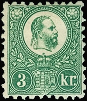 Stamp, King Franz Josef (1830-1916) and Coat of arms, Hungary,  , Heads of State, Royalty, Kings, Coats of Arms