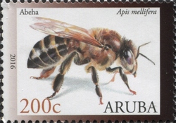 Stamp, Insects 2016 - Apis mellifera, Aruba,  , Insects, Fauna