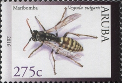 Stamp, Insects 2016 - Vespula vulgaris, Aruba,  , Insects, Fauna