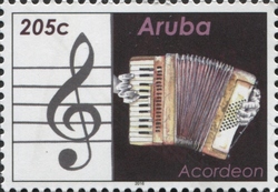 Stamp, Music Instruments 2016 - Accordeon, Aruba,  , Musical Instruments, Music and Dance