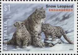 Stamp Collecting Month - Endangered Wildlife - Snow Leopard (Panthera uncia syn. Uncia uncia)