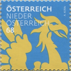 Stamp, Austria's Heraldry - Lower Austrian Coat of Arms - Eagle's Head, Austria,  , Heraldry, National symbols