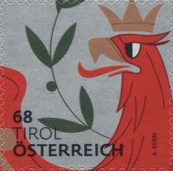 Stamp, Austria's Heraldry - Tyrolean Coat of Arms - Eagle's Head, Austria,  , Heraldry, National symbols