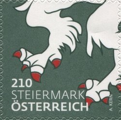 Stamp, Austria's Heraldry - Styrian Coat of Arms - Panther's Paw, Austria,  , Heraldry, National symbols