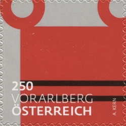 Stamp, Austria's Heraldry - Vorarlberg Coat of Arms - Flag Rings, Austria,  , Heraldry, National symbols