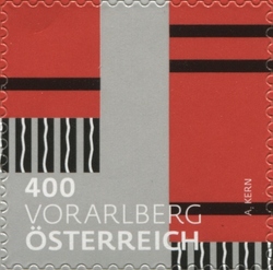 Stamp, Austria's Heraldry - Vorarlberg Coat of Arms consisting of Longitudinal Strips, Austria,  , Heraldry, National symbols