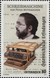 Stamp, Austrian Inventions - Typewriter - Peter Mitterhofer, Austria,  , Literature, Press and Comics, Engineering, Printing, Civil and Mechanical
