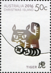 Stamp, Christmas Island Lunar New Year - Year of the Monkey - Tiger, Christmas Island,  , Chinese New Year, Holy Days and Celebrations