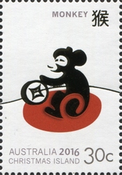 Stamp, Christmas Island Lunar New Year - Year of the Monkey - Monkey, Christmas Island,  , Chinese New Year, Holy Days and Celebrations