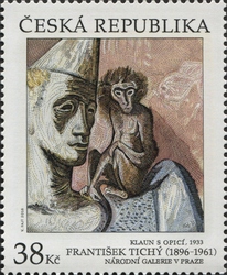 Works of Art on Postage Stamps - &quot;Clown with Monkey&quot; - František Tichý