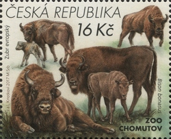 Stamp, Nature Protection - Zoological Gardens II - Bison bonasus, Czech Republic,  , Mammals, Fauna