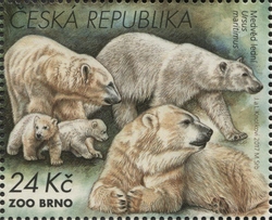 Stamp, Nature Protection - Zoological Gardens II - Ursus maritimus, Czech Republic,  , Mammals, Fauna