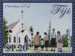 Stamp, Christmas in Fiji - Going to Church with Family, Fiji,  , Christmas and Easter, Holy Days and Celebrations