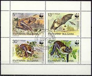 Mini Sheet, Mini Sheet with No. 371-44 - Bats, Bulgaria,  , WWF, Bats, Animals (Fauna)