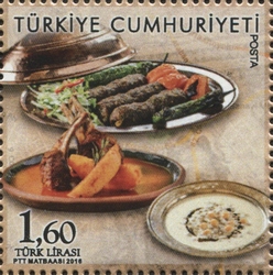 Stamp, Gaziantep - The Turkish city which is a Member of UNESCO Creative Cities Network with the field of Gastronomy, Turkey,  , Food and Cooking,  Food