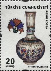 Stamp, Official Postage Stamps - Glazed Tiles, Turkey,  , Ceramics and Glass, Fine Arts
