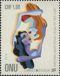 Stamp, Free and Equal, United Nations, Offices in Geneva Switzerland,  , Mankind, Politics and Government, Law