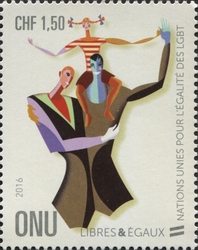 Stamp, Free and Equal, United Nations, Offices in Geneva Switzerland,  , Mankind, Politics and Government, Law