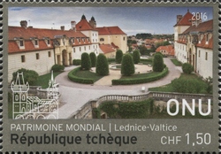 Stamp, World Heritage - Czech Republic, United Nations, Offices in Geneva Switzerland,  , Architecture, Classical