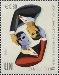 Stamp, Free and Equal, United Nations, Offices in Vienna Austria,  , Mankind, Politics and Government, Law