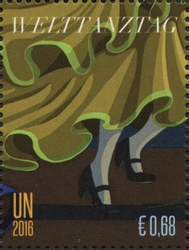 Stamp, International Dance Day, United Nations, Offices in Vienna Austria,  , Architecture, Classical