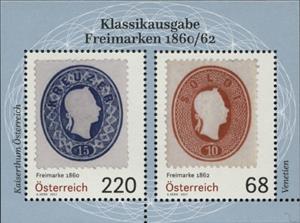 Mini Sheet, Postage stamps from 1860, Austria,  