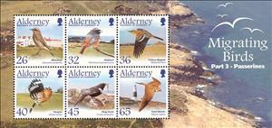 Souvenir Sheet, Migrating Birds 3 Passerines, Alderney,  , Animals (Fauna), Birds