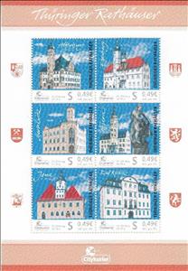 Souvenir Sheet, Thüringer Rathäuser, Germany, Modern Private Post Offices,  , Buildings, Offices