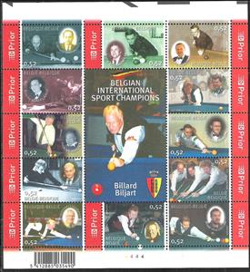 Mini Sheet, Bloc Belgian International Billiards Champions, Belgium,  , Sport, Billiards