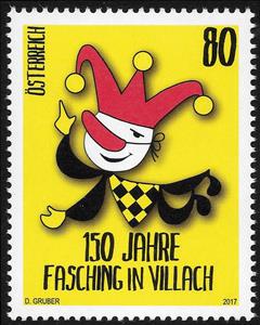 Stamp, 150 years of Villach Carnival, Austria,  , Anniversaries and Jubilees, Carnival