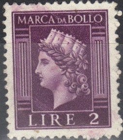 Revenue Stamp, Italy turreted, Italy,  , Headgear, Industry