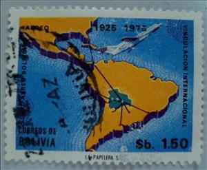 Stamp, The 50th Anniversary of the Lloyd-Aereo Boliviano, National, Bolivia,  , Aircraft, Airlines, Anniversaries and Jubilees