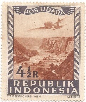 Stamp, Plane over buffalo canyon, Indonesia,  , Landscapes