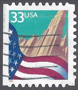 Stamp, Flag over City, United States of America,  , Flags