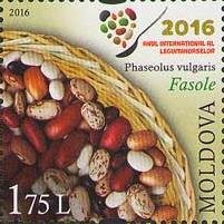 Stamp, Common Beans, Moldova,  , Food, Vegetables