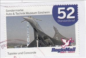 Stamp, Auto & Technik Museum Sinsheim Tupolov und Concorde, Germany, Modern Private Post Offices,  , Aircraft