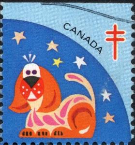 Stamp, Dog, Cinderellas,  , Stylized Animals, Tuberculosis / TBC